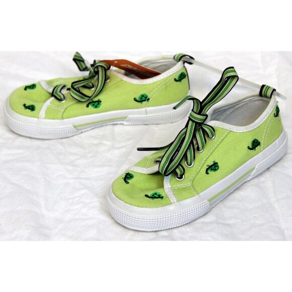 NEW 2006/05 Gymboree Prep Canvas Sneaker Shoes sz 12 Embroidered Turtles Green - Picture 6 of 10